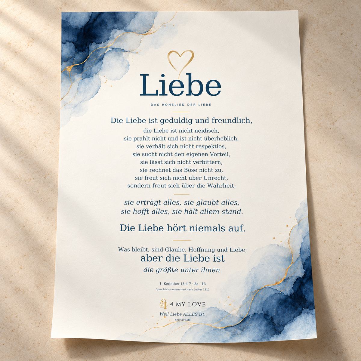 Poster A3 „Liebe“ – Hohelied der Liebe (modern)