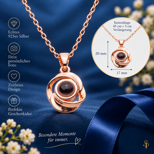 Fotokette aus echtem 925er Silber von 4MyLove – Projektionsanhänger 20 x 17 mm