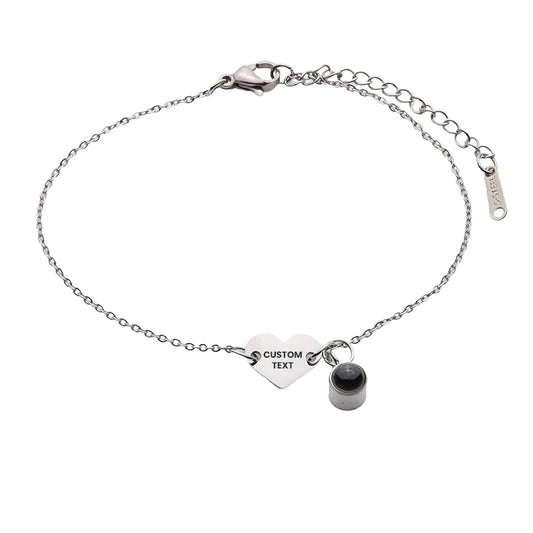 Armband mit Foto und Gravur – Herz, Fotoarmband mit Projektionslinse | 4MyLove