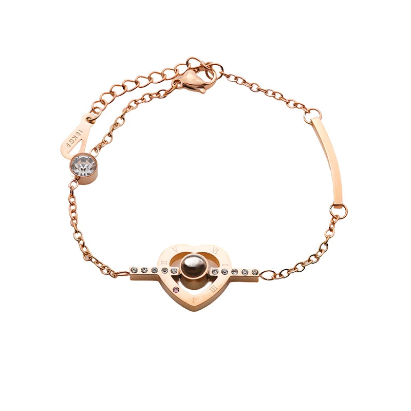 Foto im Herz mit Kristallen – individuelles Armband