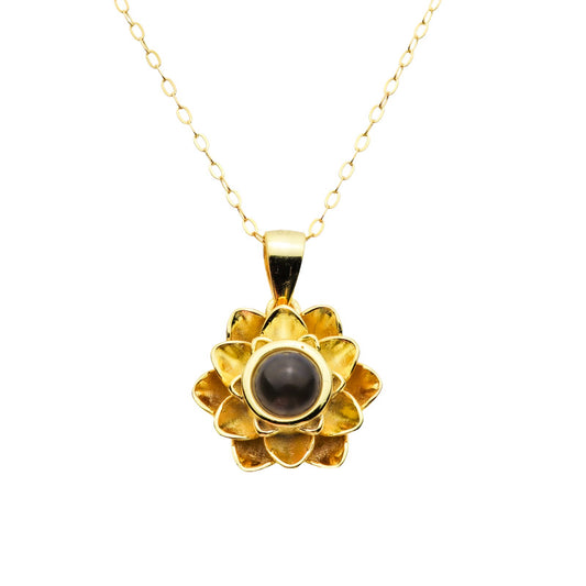 Kette mit Foto – Schlichte Blume, Fotokette mit Projektionslinse | 4MyLove