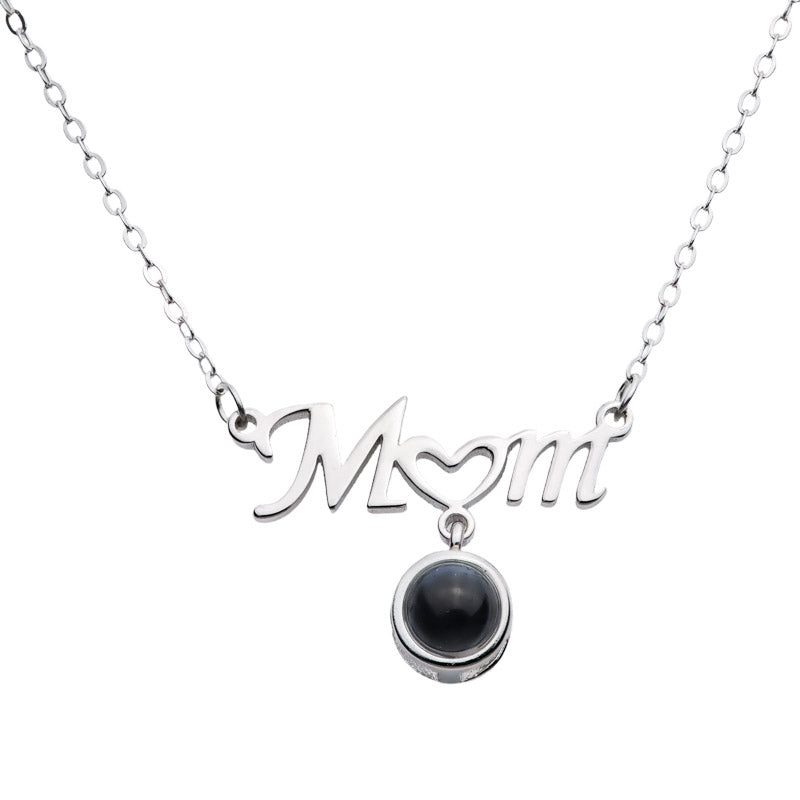 Kette mit Foto – Mom-Schriftzug, Fotokette mit Projektionslinse | 4MyLove