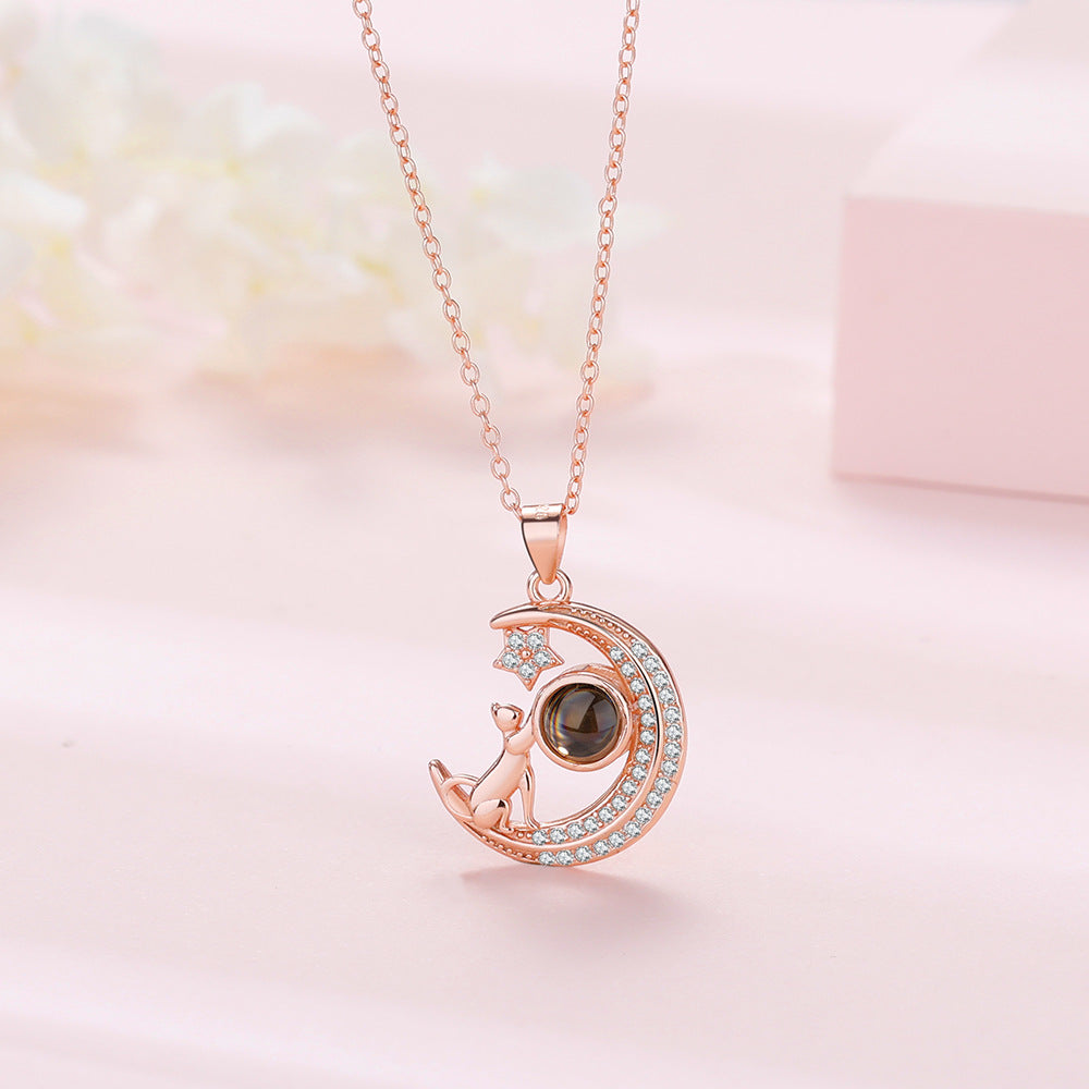 Personalisierte Fotokette Mond Katze – Schmuck für Katzenliebhaber