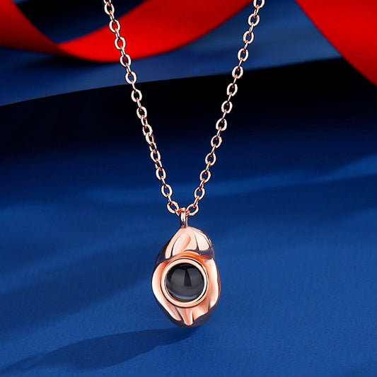 Personalisierte Kieselstein-Fotokette in Roségold, Gold und Silber mit eigenem Bild