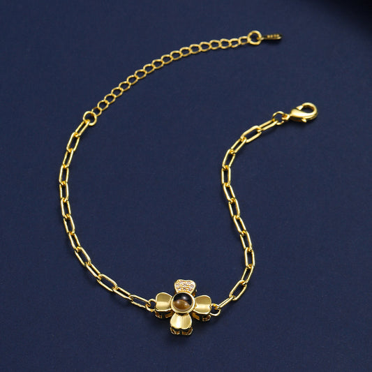 Personalisiertes Blumen-Fotoarmband mit eigenem Bild