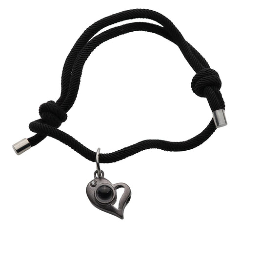 Personalisiertes schwarzes Herz-Stoff-Armband mit eigenem Bild