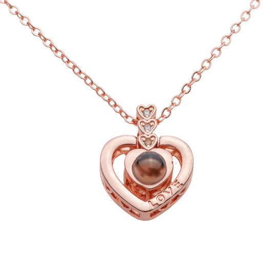 Kette mit Foto – Drei kleine Herzen, Fotokette mit Projektionslinse | 4MyLove