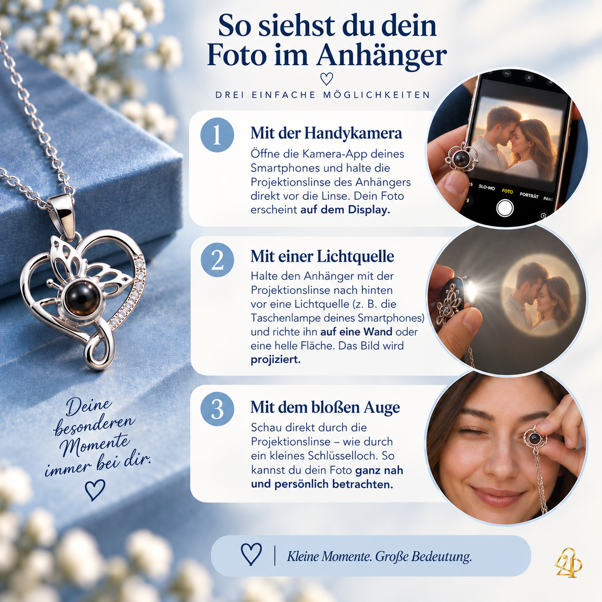 Anleitung: Foto in der Projektionskette per Handykamera, Lichtprojektion oder Linse ansehen
