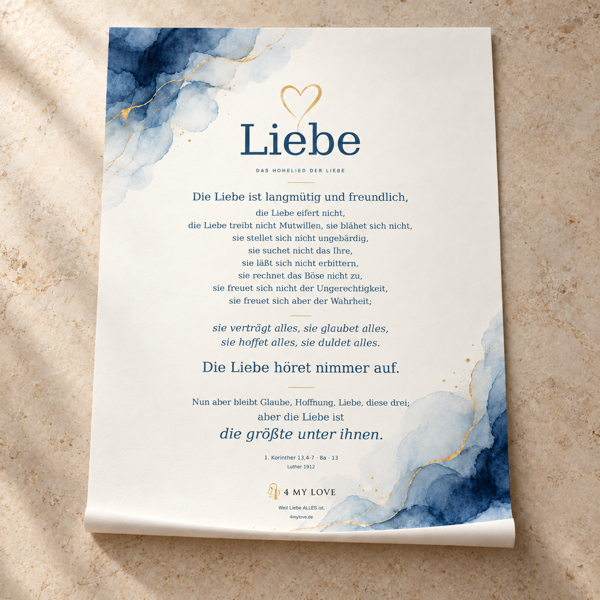 Poster A3 „Liebe“ – Hohelied der Liebe (klassisch)
