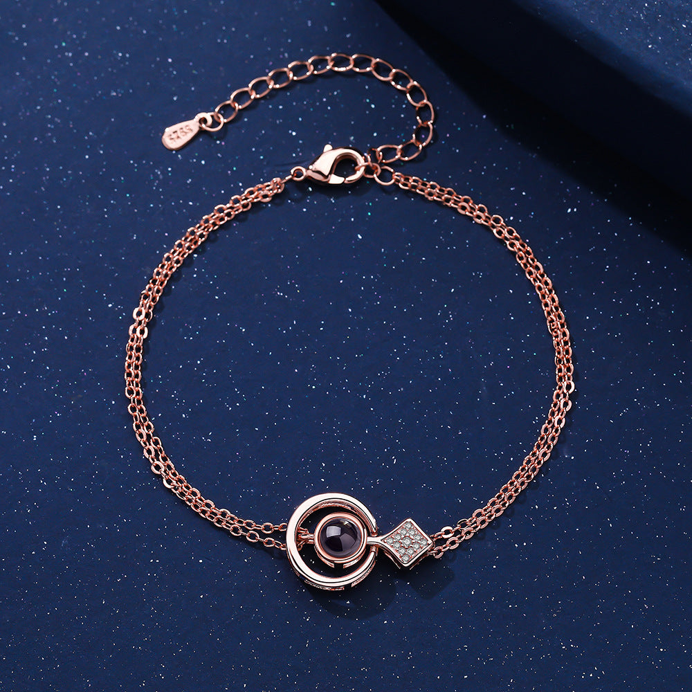 Armband Kreis & Kristallraute mit persönlichem Foto als Geschenk