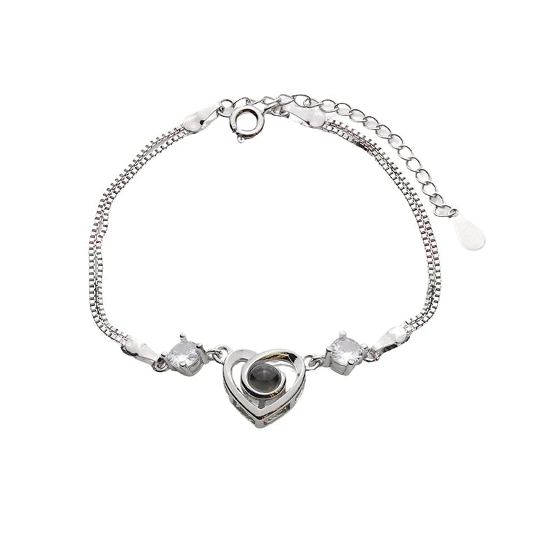 Armband mit Foto – Geschwungenes Herz, Fotoarmband mit Projektionslinse | 4MyLove