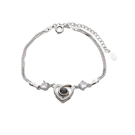 Armband mit Foto – Geschwungenes Herz, Fotoarmband mit Projektionslinse | 4MyLove