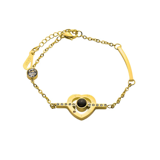 Armband mit Foto – Herz mit Kristallen, Fotoarmband mit Projektionslinse | 4MyLove