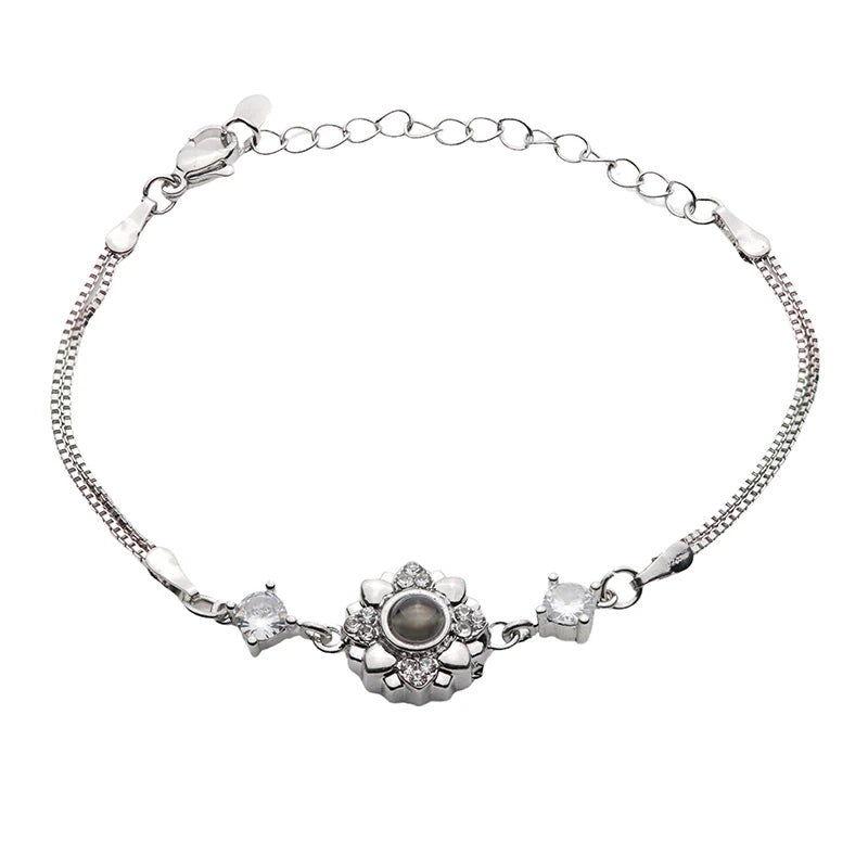 Armband mit Foto – Kristallblüte, Fotoarmband mit Projektionslinse | 4MyLove