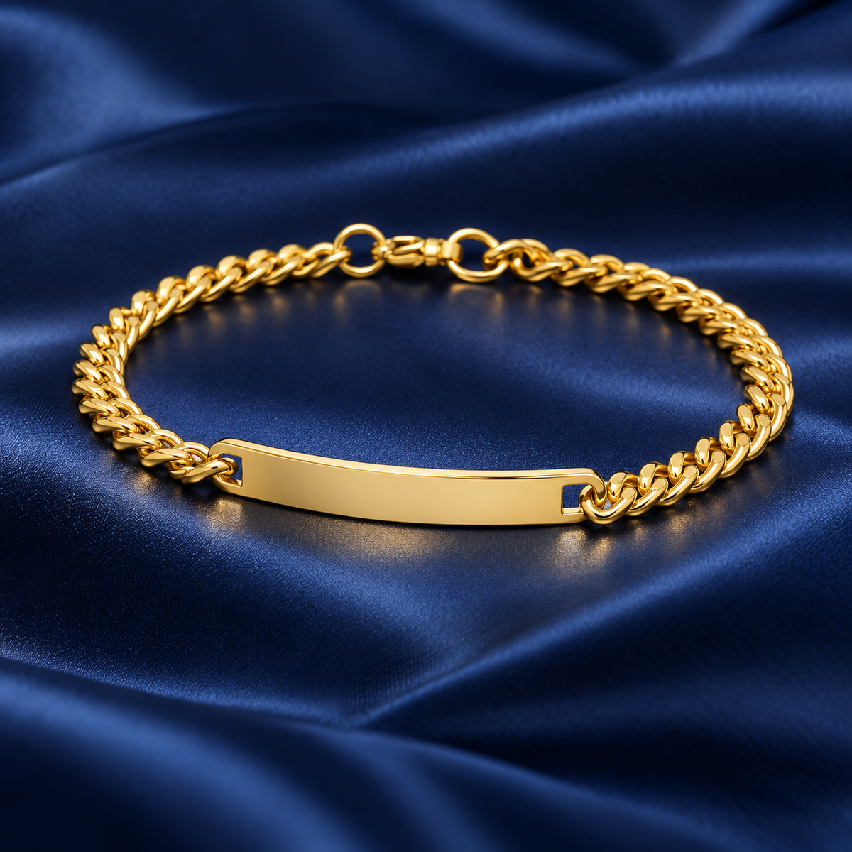 Armband mit Gravur Damen Gold – Gliederkette mit gravierbarer Platte