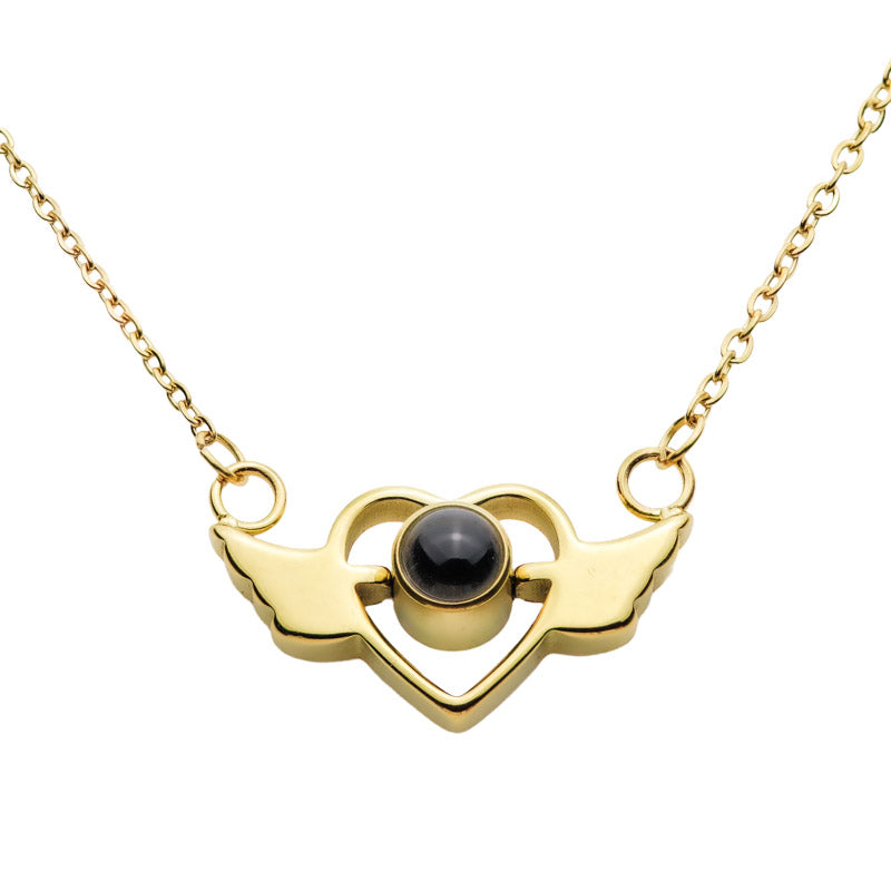 Kette mit Foto – Herz mit Flügeln, Fotokette mit Projektionslinse | 4MyLove