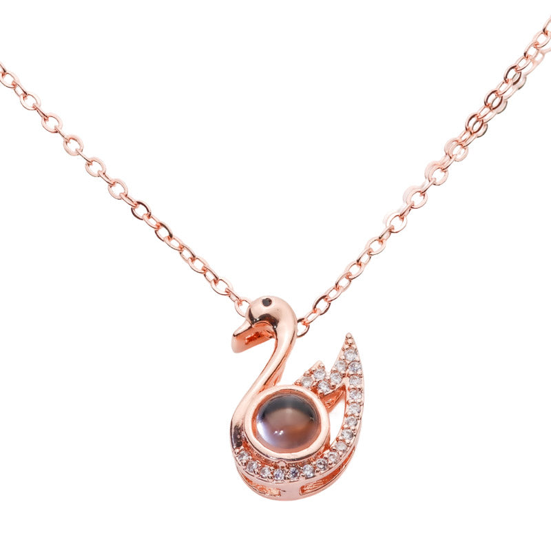 Kette mit Foto – Kleiner Schwan, Fotokette mit Projektionslinse | 4MyLove