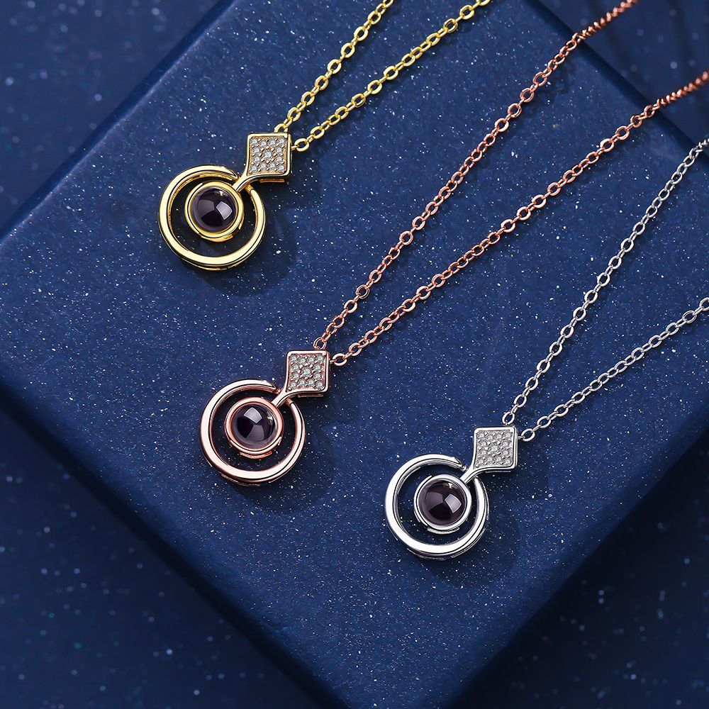 Kette mit Foto – Kreis & Kristallraute, Fotokette mit Projektionslinse | 4MyLove