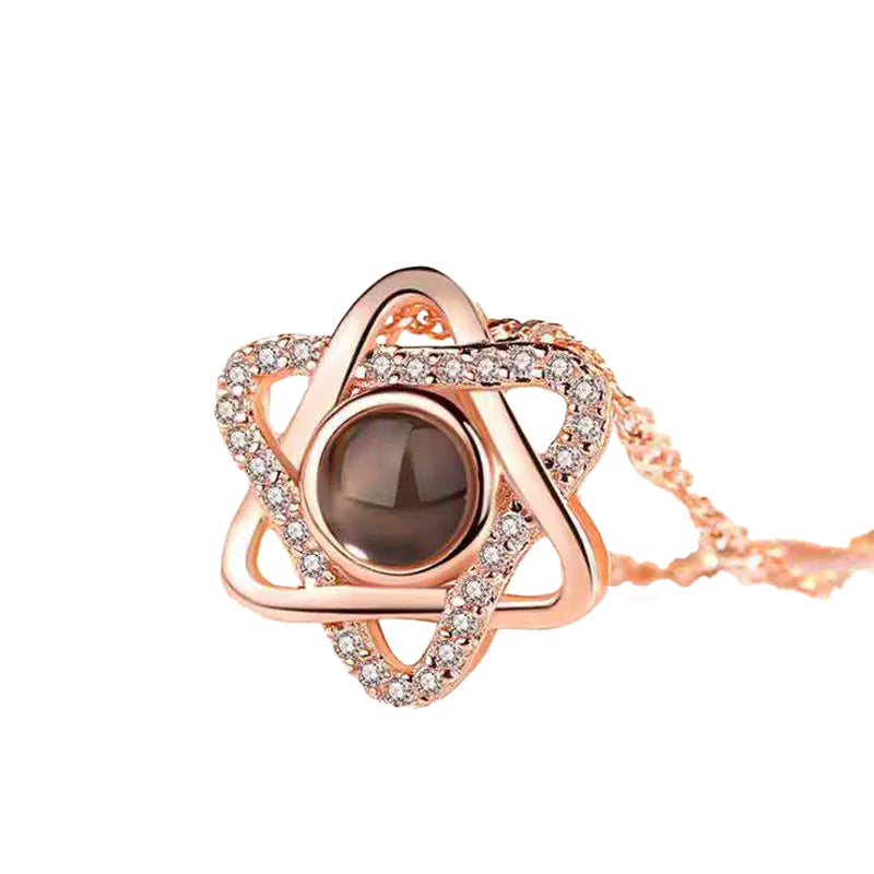 Kette mit Foto – Kristallstern, Fotokette mit Projektionslinse | 4MyLove