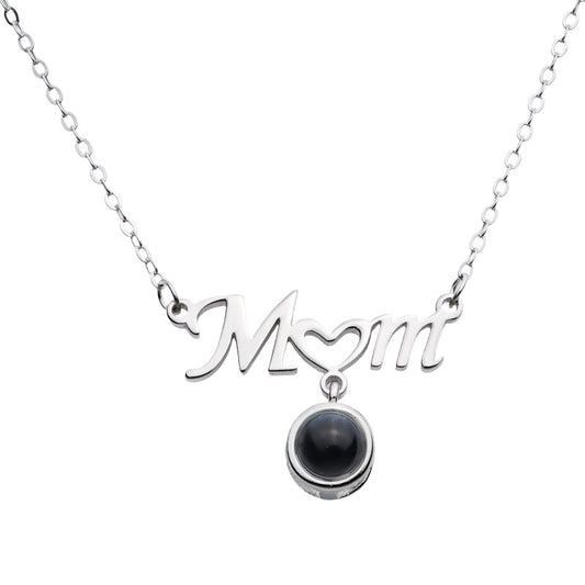 Kette mit Foto – Mom-Schriftzug, Fotokette mit Projektionslinse | 4MyLove