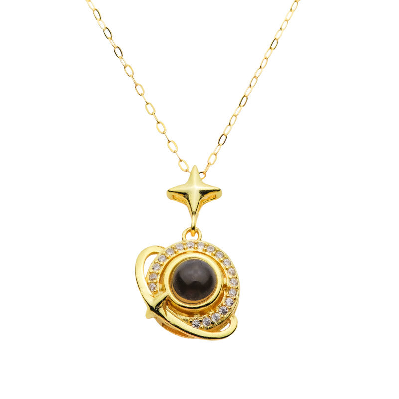 Kette mit Foto – Planet mit Stern, Fotokette mit Projektionslinse | 4MyLove