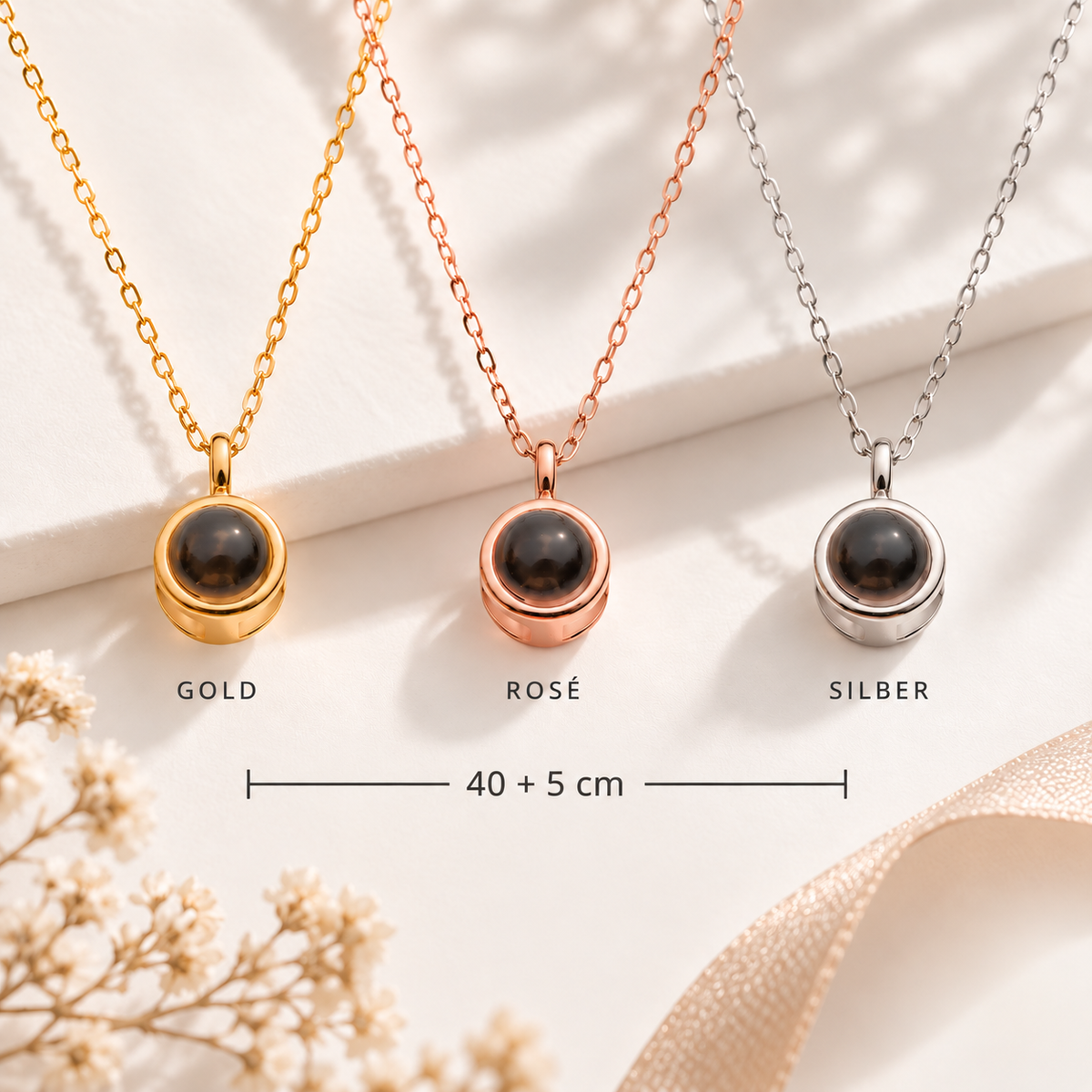Fotokette – Projektionsmedaillon in Gold, Rosé und Silber