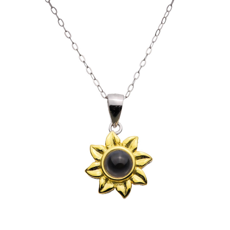 Kette mit Foto – Sonnenblumenanhänger, Fotokette mit Projektionslinse | 4MyLove