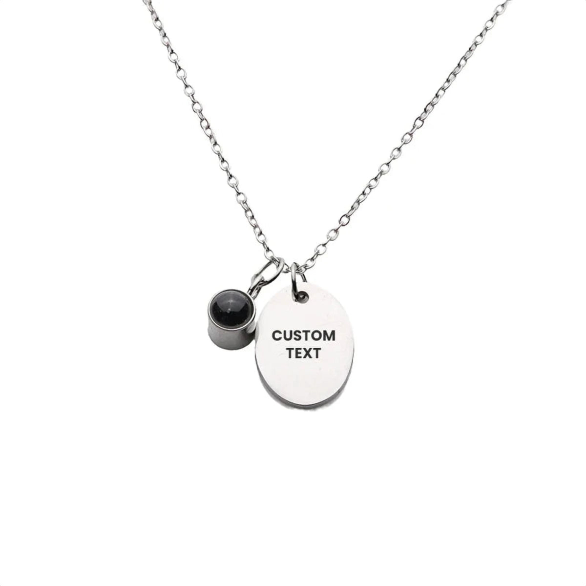 Kette mit Foto und Gravur – Oval, Fotokette mit Projektionslinse | 4MyLove