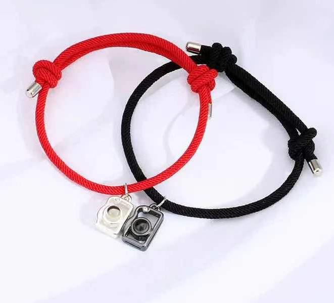 Partnerarmbänder mit Foto – Kamera, Rot und Schwarz, 2er-Set | 4MyLove