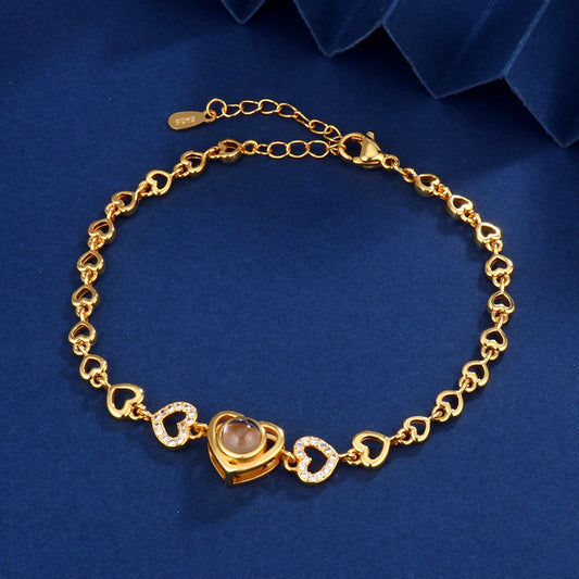 Personalisiertes Kristall-Herzen-Armband mit eigenem Bild