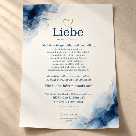 Poster A3 „Liebe“ – Hohelied der Liebe (modern) im warmen Tageslicht
