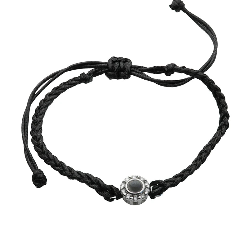 Stoffarmband mit Foto – Funkelnder Kreis, Fotoarmband mit Projektionslinse | 4MyLove