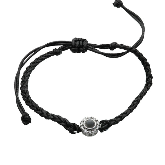 Stoffarmband mit Foto – Funkelnder Kreis, Fotoarmband mit Projektionslinse | 4MyLove
