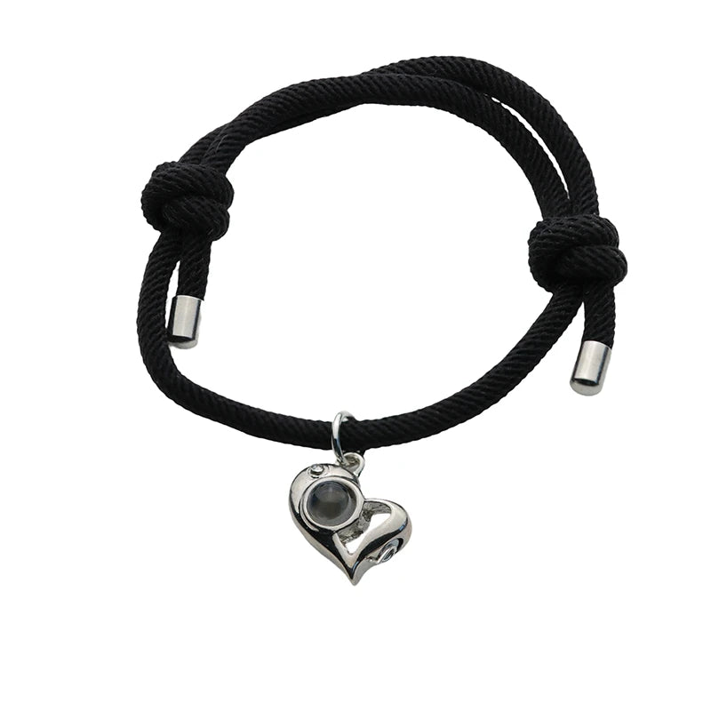 Stoffarmband mit Foto – Herz silber, Fotoarmband mit Projektionslinse | 4MyLove