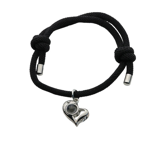 Stoffarmband mit Foto – Herz silber, Fotoarmband mit Projektionslinse | 4MyLove