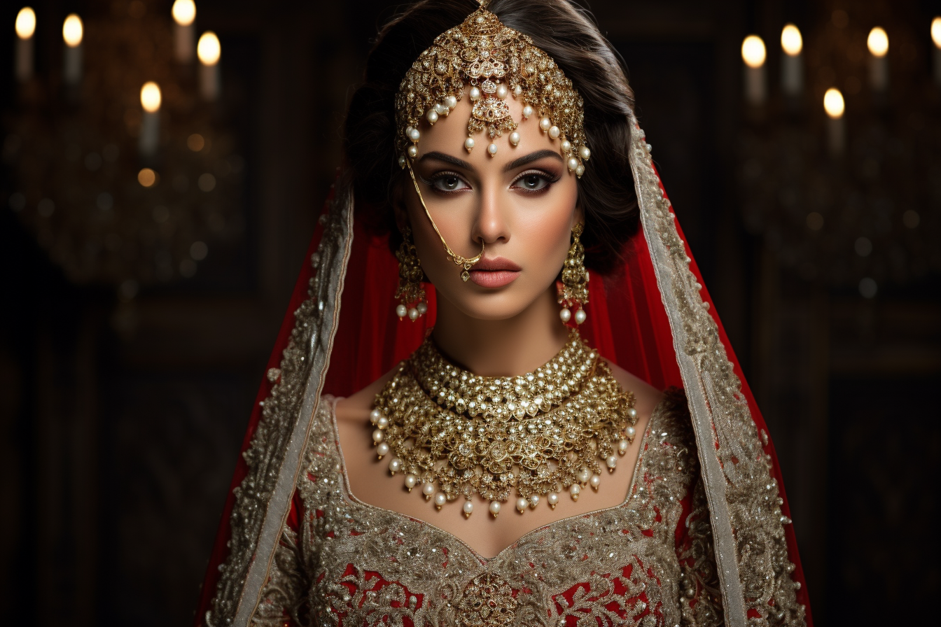 A beautiful bride adorned with exquisite wedding jewelry