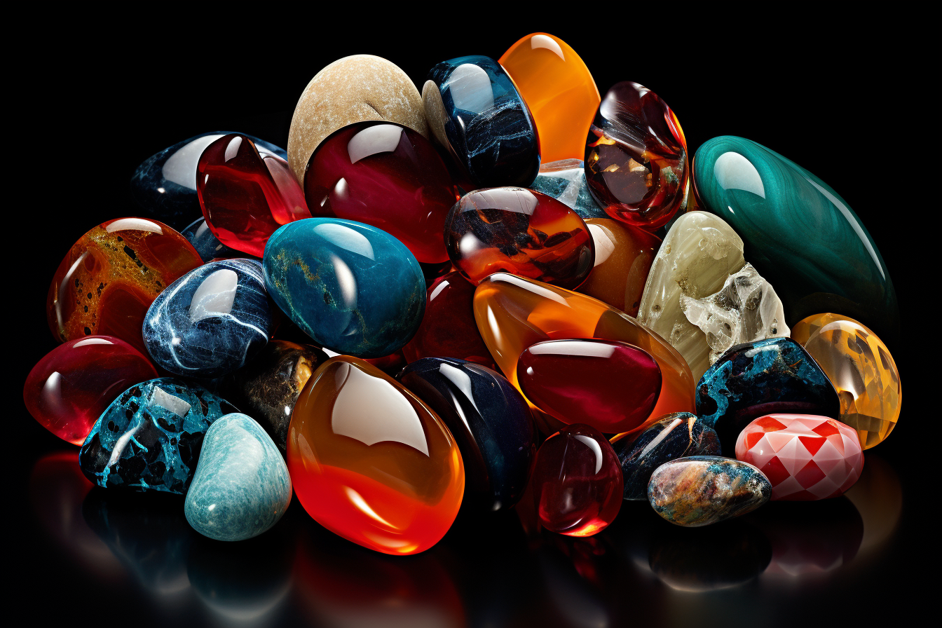 A collection of various precious gemstones