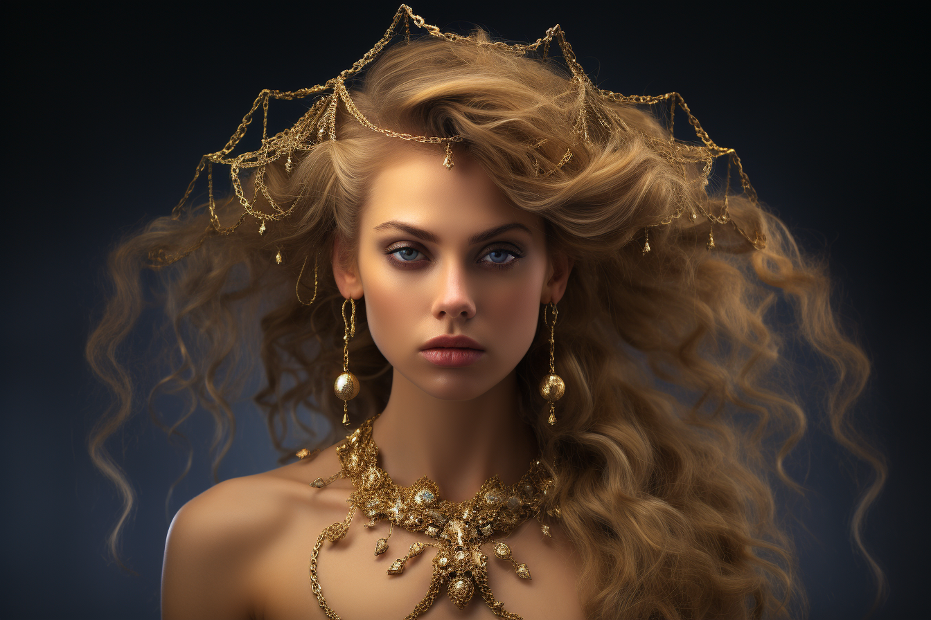 Eine Nahaufnahme einer goldenen Halskette, die ihr filigranes Design und ihren glänzenden Abschluss hervorhebt.