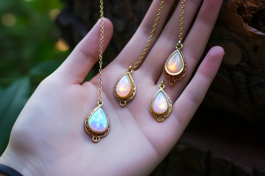 A DIY Opalite jewelry project, showcasing the materials needed and the finished product.