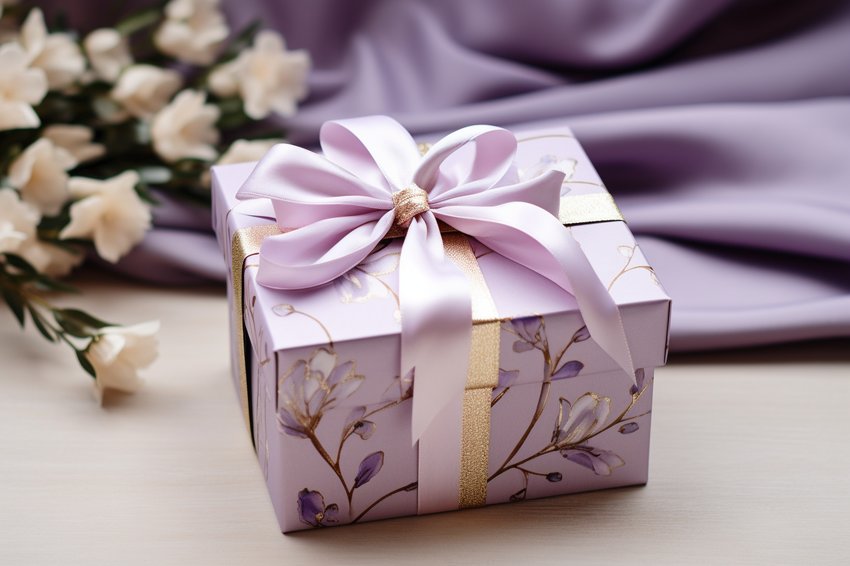 A beautifully wrapped jewelry box with a ribbon, ready to be given as a Mother's Day gift