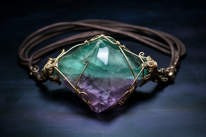 A handmade piece of fluorite jewelry, demonstrating the beauty of DIY creations