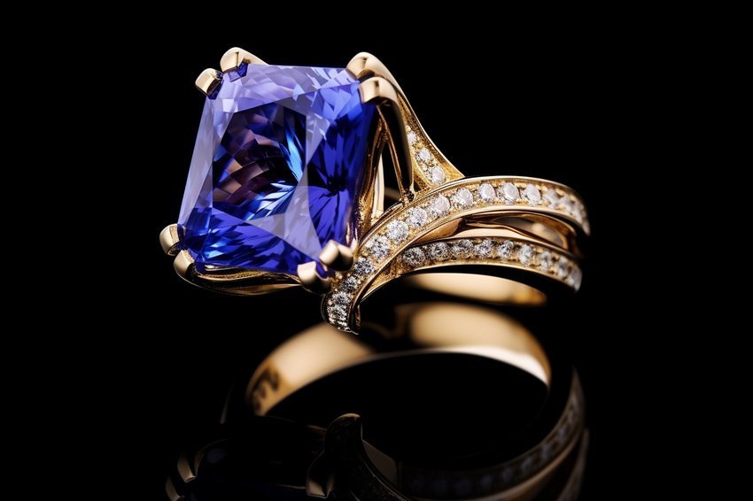 A stunning Tanzanite ring paired with diamonds, highlighting the gemstone's rich color.