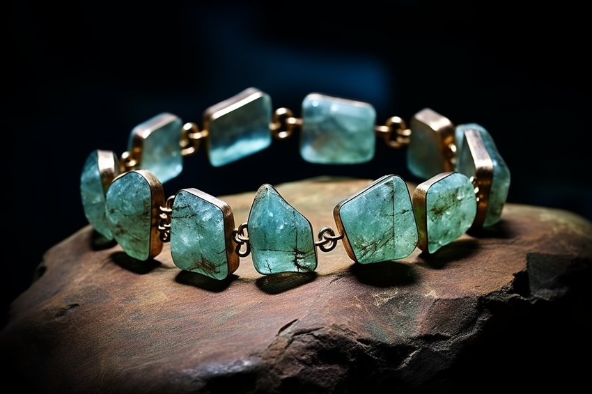 A stunning piece of Amazonite jewelry, showcasing the stone's unique blue-green color.