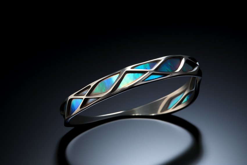 A stunning piece of titanium jewelry, showcasing its unique metallic sheen and modern aesthetic.