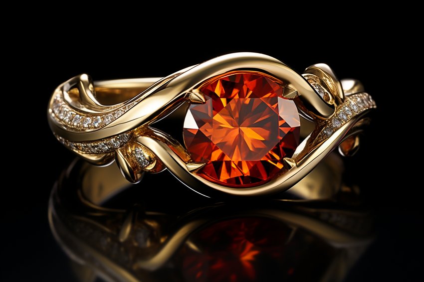 A stunning piece of zircon jewelry showcasing the gem's brilliance and fire.