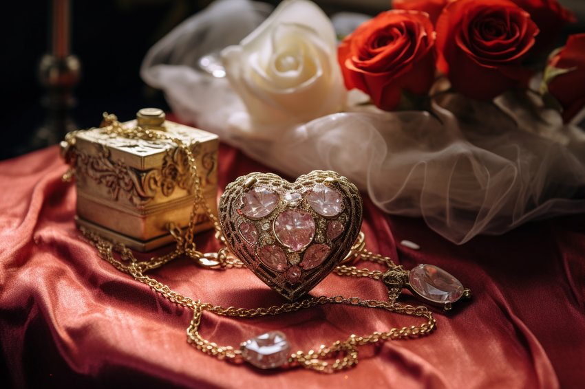 A table showcasing top 5 jewelry pieces for Valentine's Day with their pictures and brief descriptions